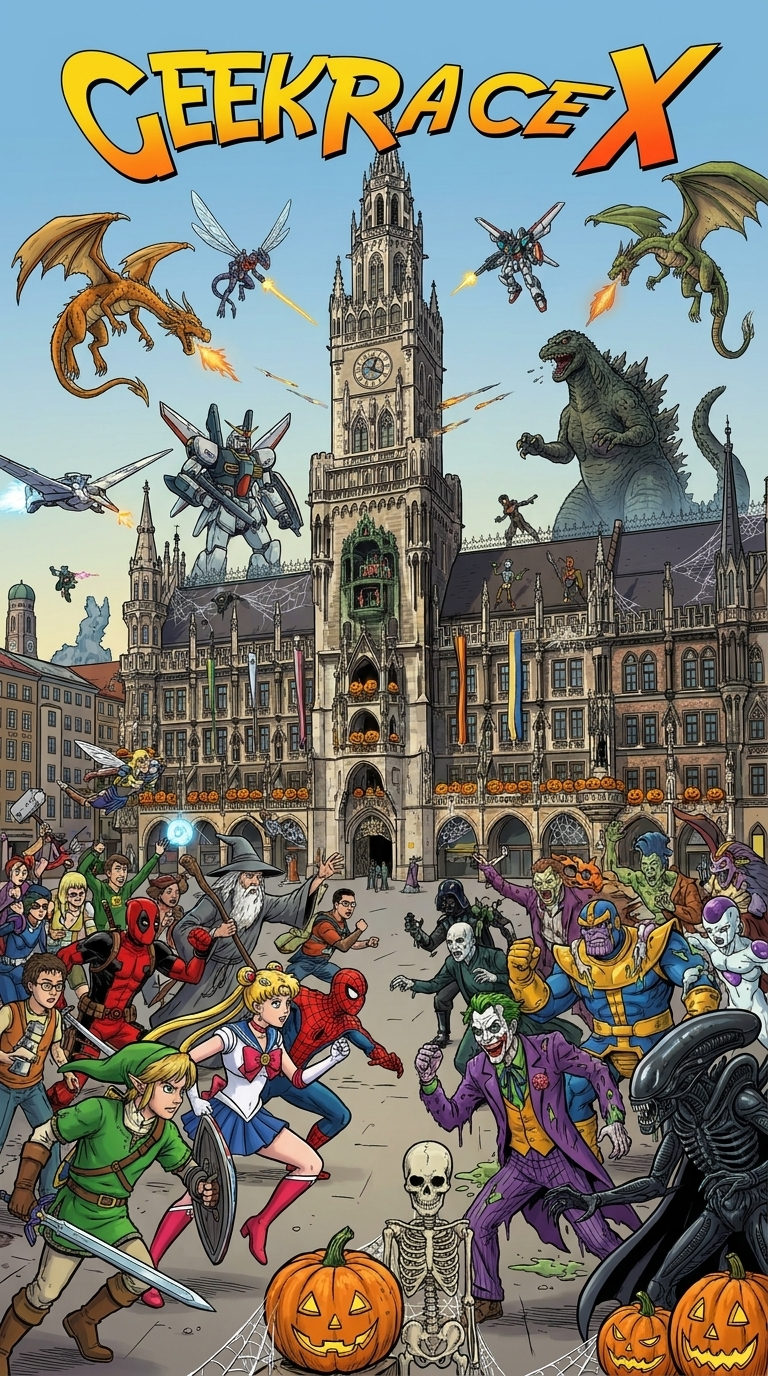 GeekRace X — Marienplatz München, Popkultur-Charaktere im Halloween-Showdown